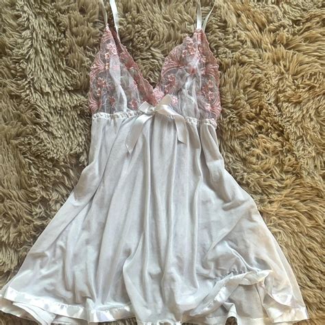 White And Pink Lingerie Slip Dress Size S M Dm Depop