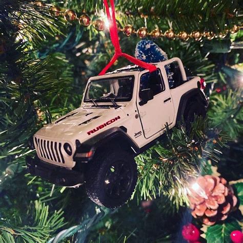 White Jeep Wrangler Jl Ornament With Christmas Tree Etsy White Jeep