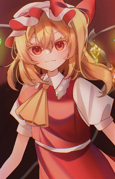 Flandre Scarlet Touhou Highres Girl Ascot Blonde Hair Closed Mouth Cowboy Shot Crystal