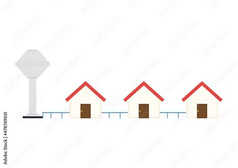 Water system. Example of a public water supply system vector. Stock ...