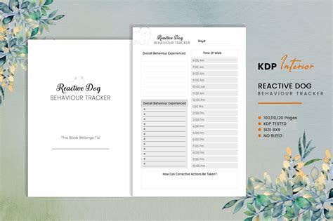 Reactive Dog Behaviour Tracker KDP Graphic by Graphics Studio Zone