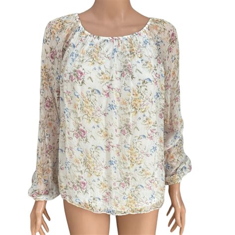 Viola Borghi Women Floral Blouse Top Silk Long Sleeve Size M Lined Ebay