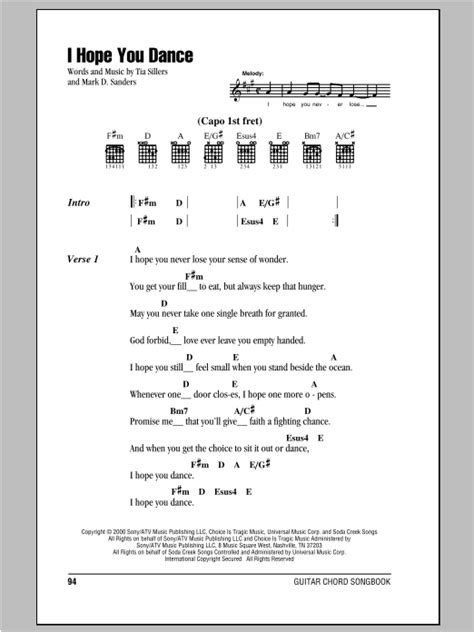 I Hope You Dance Sheet Music Lee Ann Womack With Sons Of The Desert