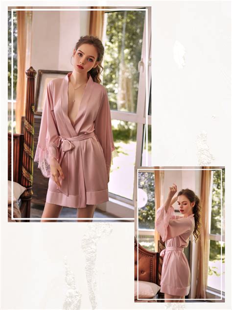 MissLure LOCAL READY STOCK NEW Satin Ice Silk Robe Set Lingerie Nightwear Sleepwear Baju Tidur