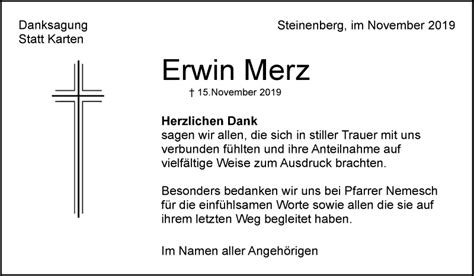 Traueranzeigen Von Erwin Merz Zvw Trauer