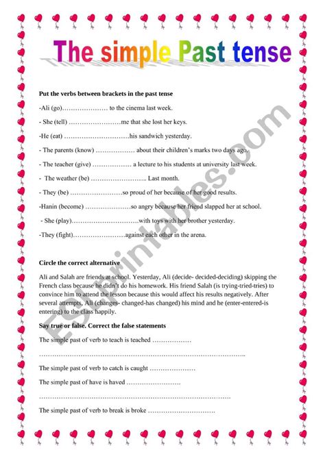 The Simple Past Tense Esl Worksheet By Chabir