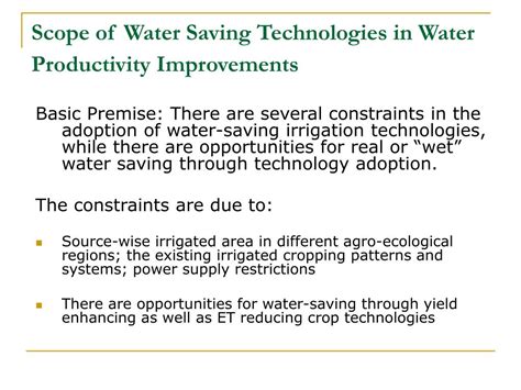 PPT - Water Productivity in Agriculture: Potential for Improvements ... 