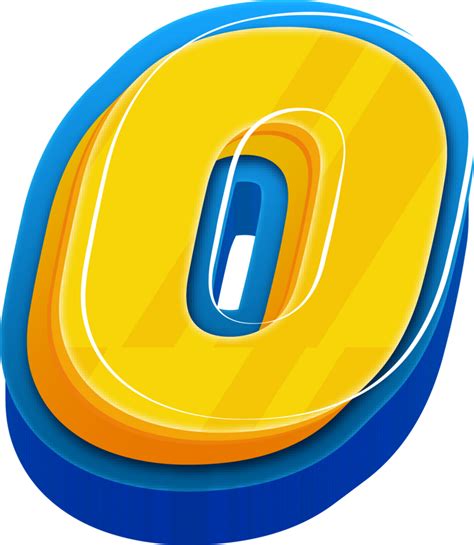 3D Blue Line Yellow Blue Alphabet Letter O 36131192 PNG