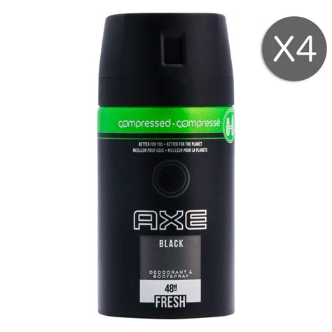 4x100ml Déodorants Sprays Compressé Homme Axe Black Protection 48h Lot