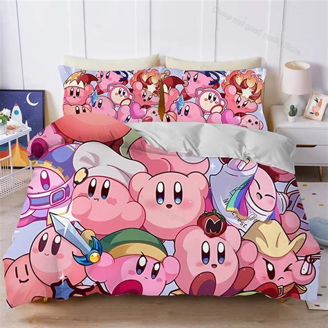 Kirby Bettw Sche Set Kinder M Dchen Jungen Anime Gedruckt Bett Bezug