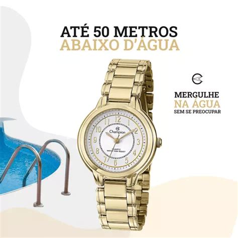 Reloj Impermeable Dorado Para Mujer Champion Color De Fondo Original