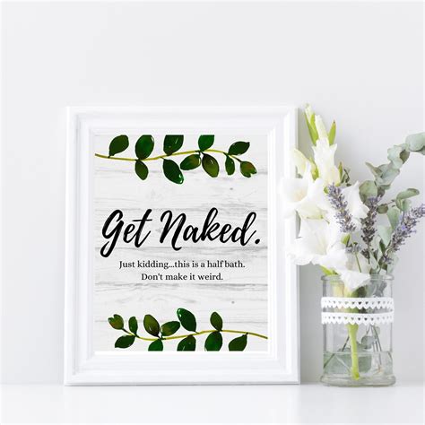 Bathroom Wall Decor Printable Wall Art Get Naked Sign Just Etsy