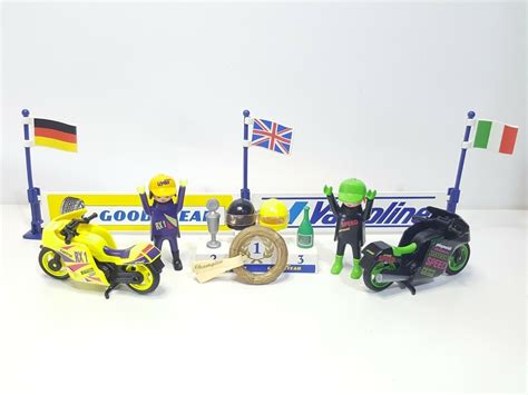 Playmobil 3779 Ancien Coffret Pilote Moto Motard Course Moto Circuit EBay