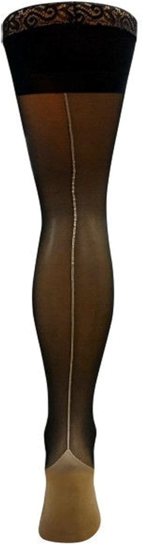 Mytoptrendz Retro Vintage Lace Top Hold Ups Black With Nude Contrast Cuban Stiletto Heel Back