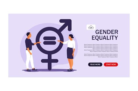 Premium Vector Gender Equality Concept Landing Page For Web Men And