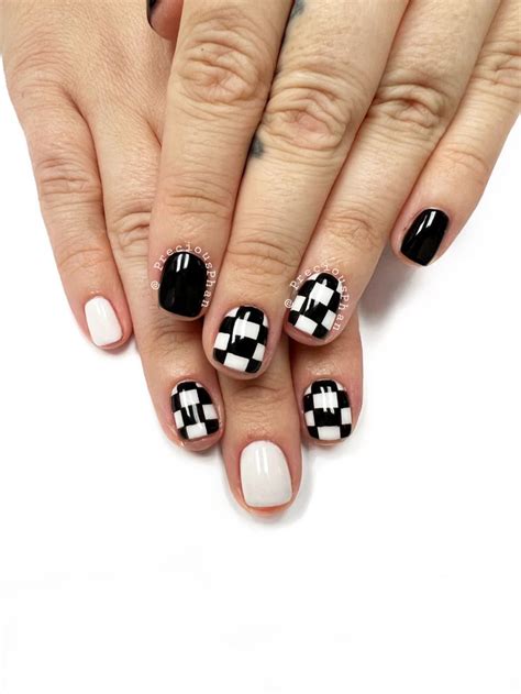 Party Nails Fun Nails Black And White Nail Designs Checkered Nails