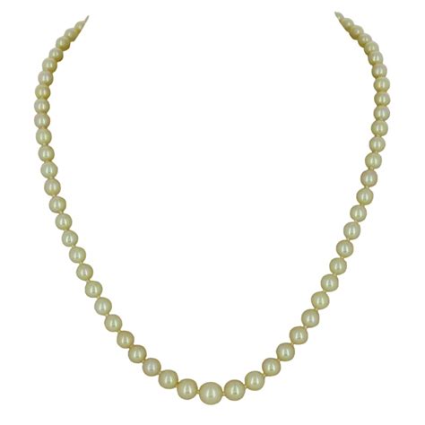 Collier Long De Perles De Culture En Chute Et Fermoir Or Et Diamants