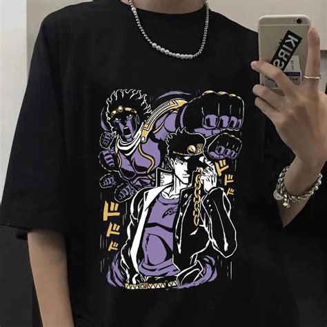 Japonês Anime Bizarre Adventure Camiseta Jotaro Star Platinum Manga