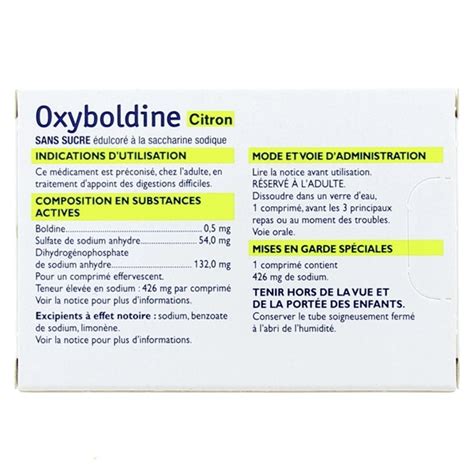 Oxyboldine Citron 24cpr effervescents Cooper Médicament Digestion