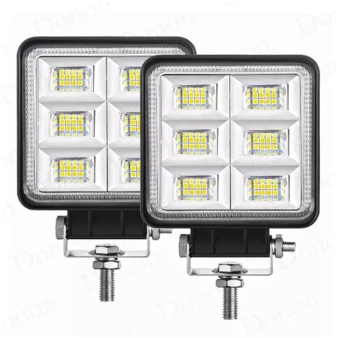 Kit Farol Led Quadrado Milha W Leds Jeep V V Frete Gr Tis