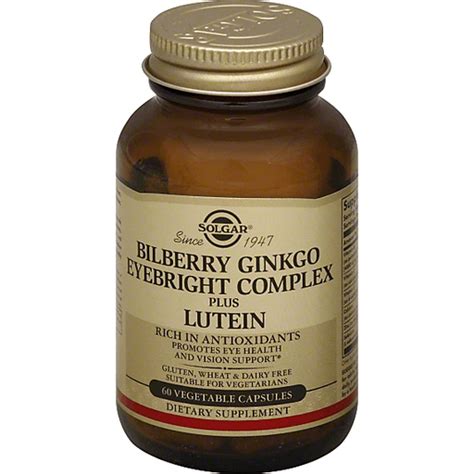 Solgar Eyebright Complex, Bilberry Ginkgo, Plus Lutein, Vegetable ...