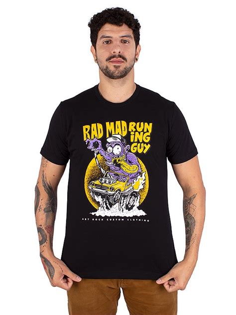 Camiseta Rad Mad Guy Preta Art Rock Camisetas Receba Em Casa