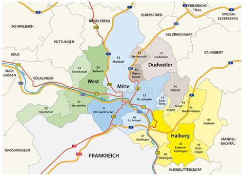 Mapa Vector Administrativo De La Capital De Saarbrucken Ilustración Del