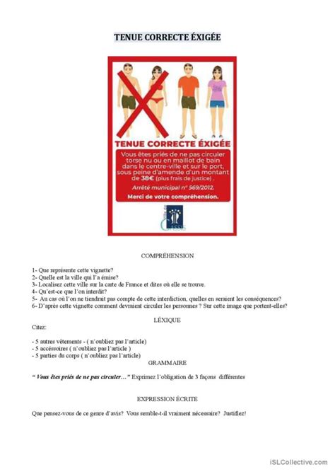 Tenue Correcte Xig E Fran Ais Fle Fiches Pedagogiques Pdf Doc