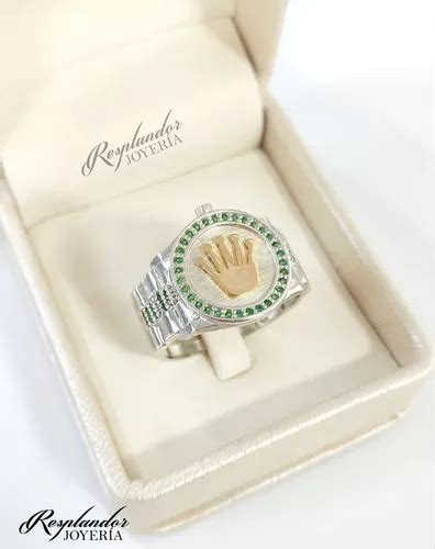 Anillo Rolex Macizo Plata Ley Y Oro Kilates Cuotas Sin Inter S