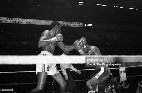 Thomas Hearns Connects With A Left Hook Against Clyde Gray During The