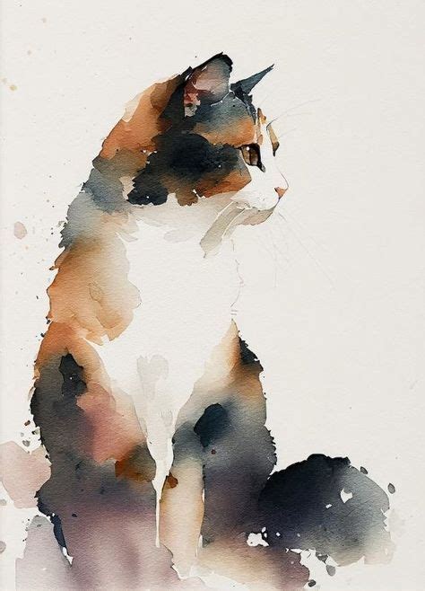 Calico Cat Watercolor Painting Pets Art Print Animal Wall Art Cat