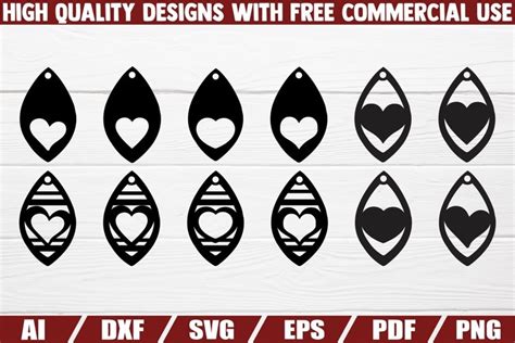 Heart Earrings SVG Pendant Jewelry Cut File Template