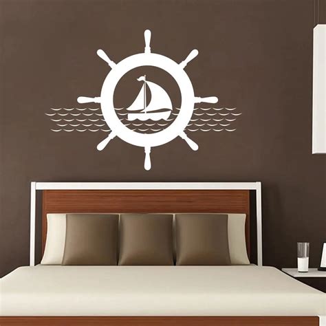 New Arrivals Nautical Wall Decals Ship Wheel Decal Removable Sticky