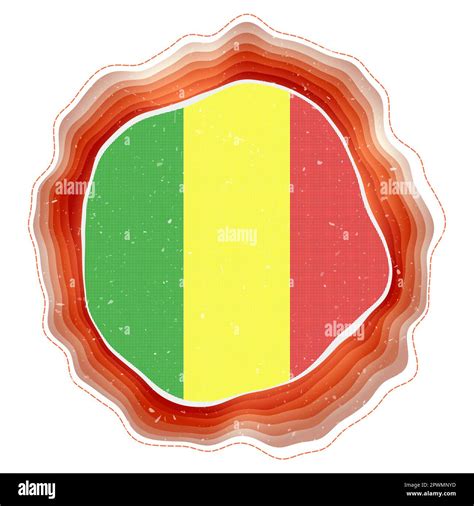 Mali Flag In Frame Badge Of The Country Layered Circular Sign Around