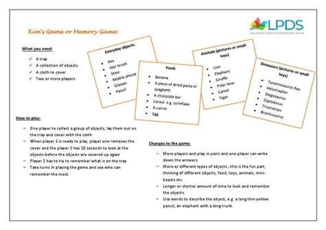 Kim's Game or Memory Game:: What You Need | PDF