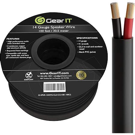 GearIT Pro Series Cable De Altavoz De Calibre 14 AWG 500 Pies 152 4