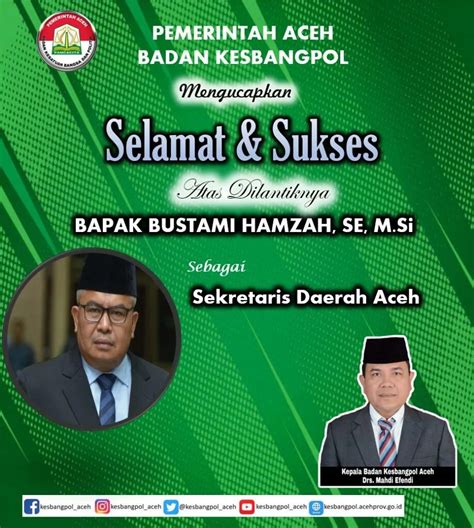 Badan Kesbangpol Aceh Mengucapkan Selamat Dan Sukses