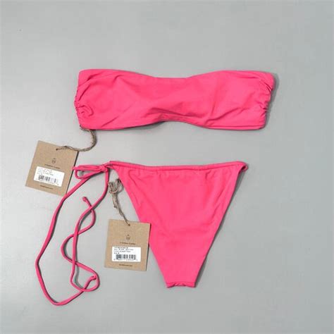 Stone Fox Swim Swim Stone Fox Swim Lele Top River Bottom Piece Bikini Set In Sunset Pink