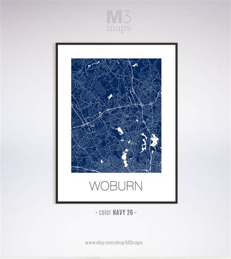 Woburn Massachusetts Woburn MA Map Woburn Map Woburn Print - Etsy