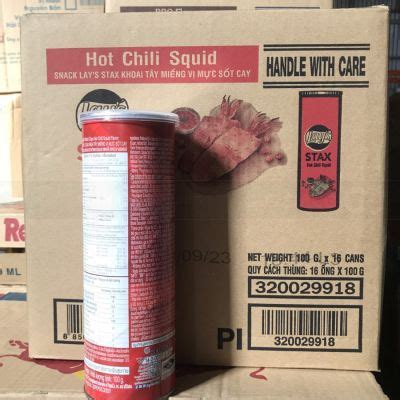 Wholesale Lay S Stax Hot Chili Squid Potato Chips 100g X 16 Cans