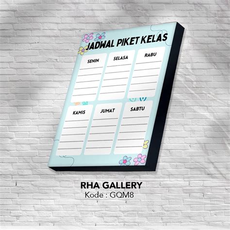 Jual RHA GALLERY Papan Tulis Kayu Sekolah Jadwal Piket Kelas Siswa