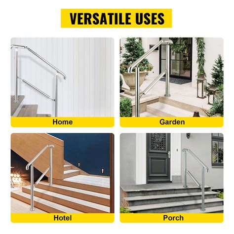 Vevor 5 Step Railing Stainless Steel Transitional Handrail Fit For Level Surface And 1 To 5