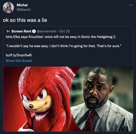 Idris Elba Made Knuckles Voice Sexy Sonic The Hedgehog 2 2022 Film