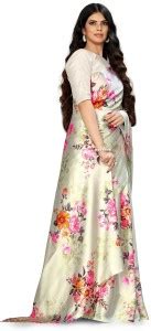 Buy Fabian Fashion Floral Print Digital Print Bollywood Satin Cream