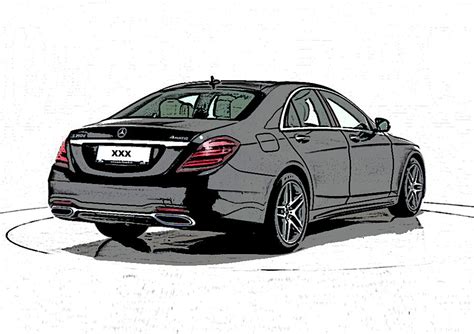 Mercedes Benz S Class Sedan W 222 Amg Line 2017 2020 2 Black Drawing By Stanislaw