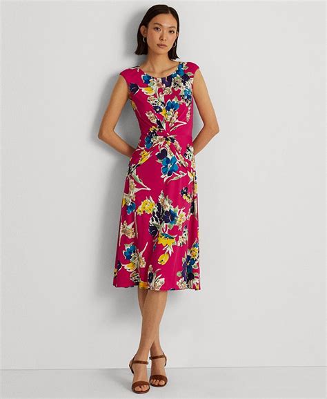 Lauren Ralph Lauren Floral Twist Front Jersey Dress Macys