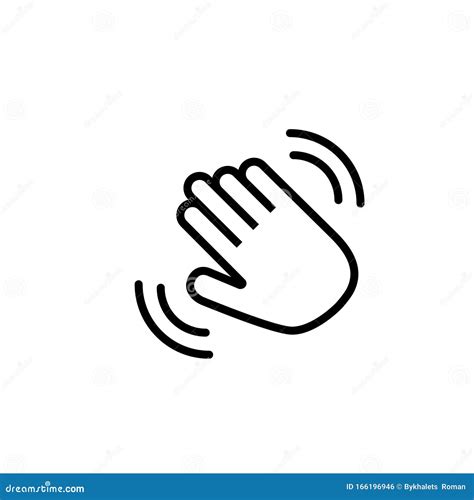 Hello Hand with Waves Icon. Hand Goodbye Emoji Linear Sign Stock Vector ...