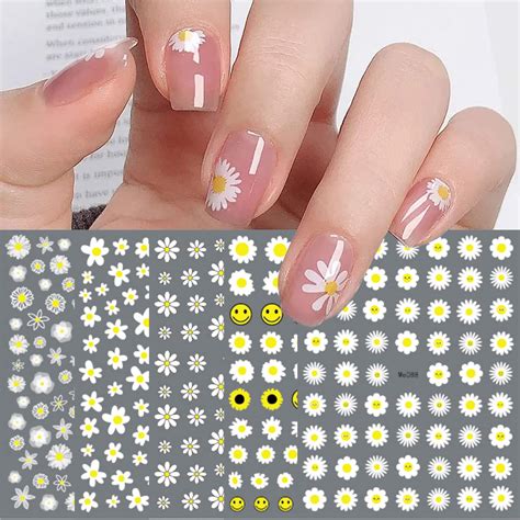 Amazon SILPECWEE Spring Daisy Nail Stickers Flower Nail Art