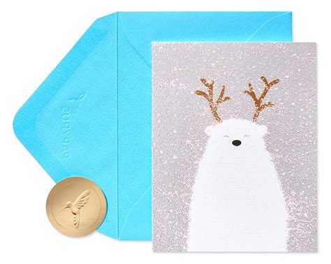 Glitter Seasons Greetings Holiday Polar Bear Christmas Boxed Cards 20