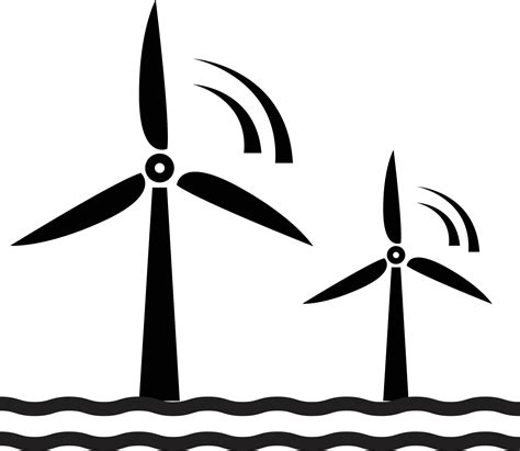 Wind Turbine Offshore Icon On White Background Offshore Wind Turbine Logo Floating Wind